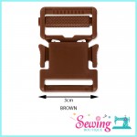 BUTTON - BUCKLE-SQUARE-PLASTIC-30MM(BROWN, LIGHT BLUE, PINK, RED, WHITE & YELLOW)